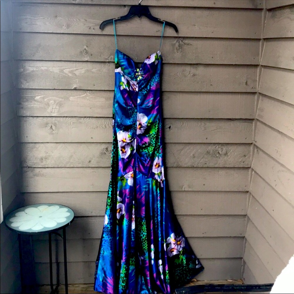 Long strapless floral dress